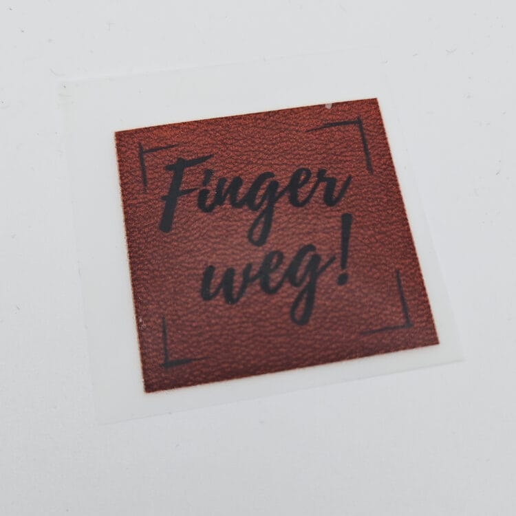 Bügelbild "Finger weg!" Kunstleder Optik