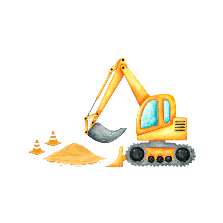 Bügelbild "Bagger mit Sand"