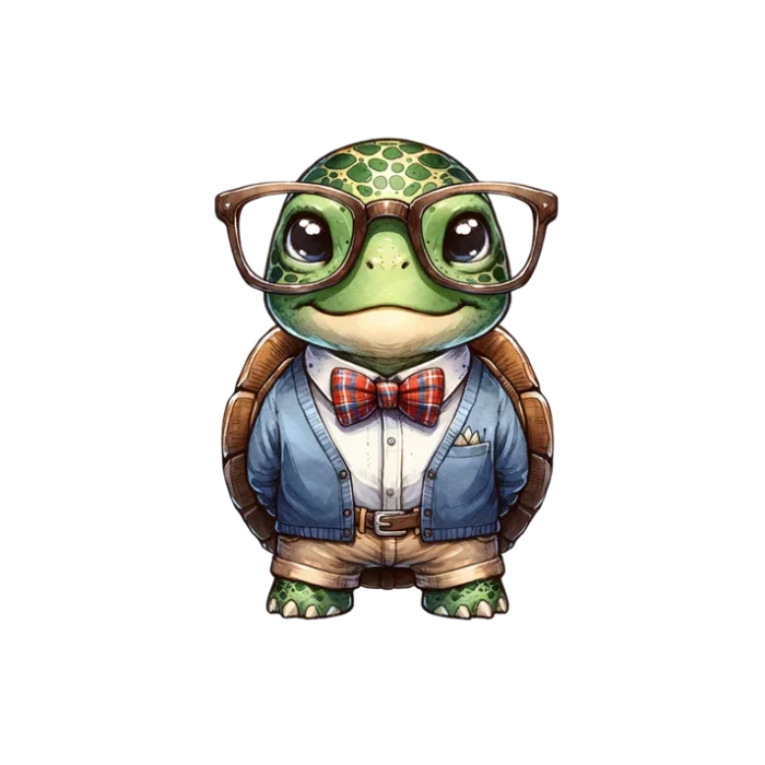 Bügelbild "Schildkröte mit Brille"