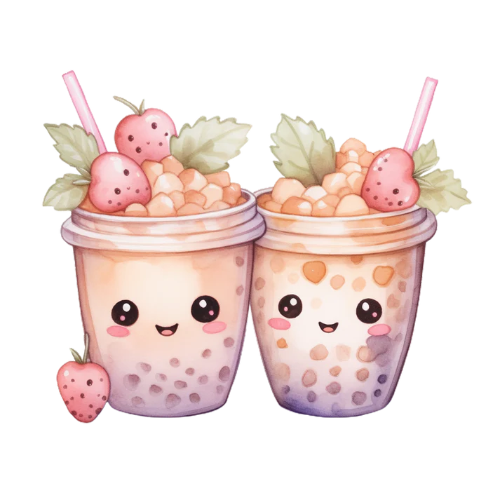 Bügelbild "Bubble tea Erdbeerchen"