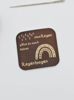 Kunstlederlabel „ohne Regen keinen Regenbogen“
