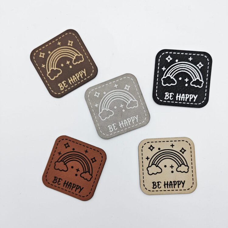 Kunstlederlabel "be happy"