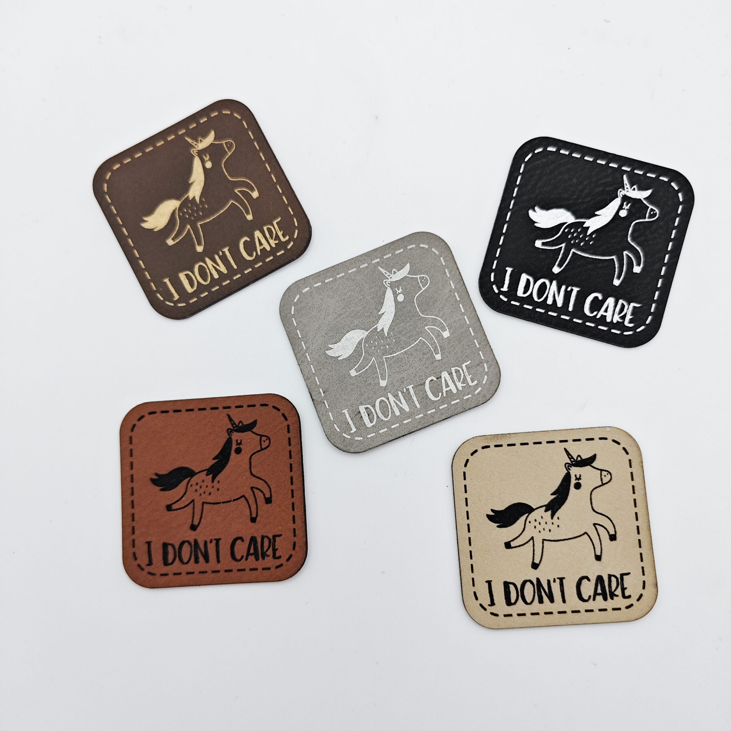 Kunstlederlabel "I don't care"