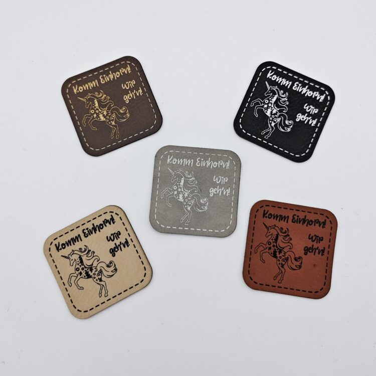 Kunstlederlabel "Komm Einhorn!"